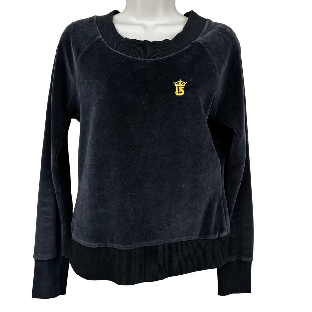 Burton Women's Sweater Sweatshirt Pullover Velour Crew Neck Black Size Small